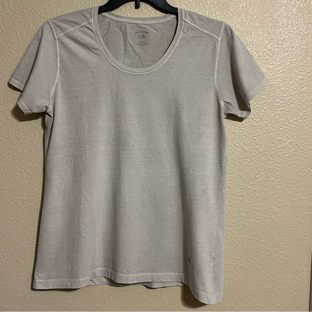 Reel Legends Women’s L Light Beige Classic Cotton Short Sleeve Tee